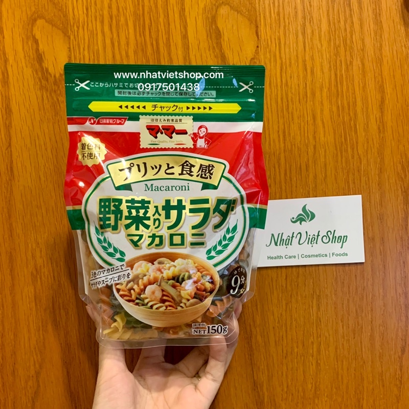 Nui xoắn rau củ Macaroni Nisshin Nhật (150g)
