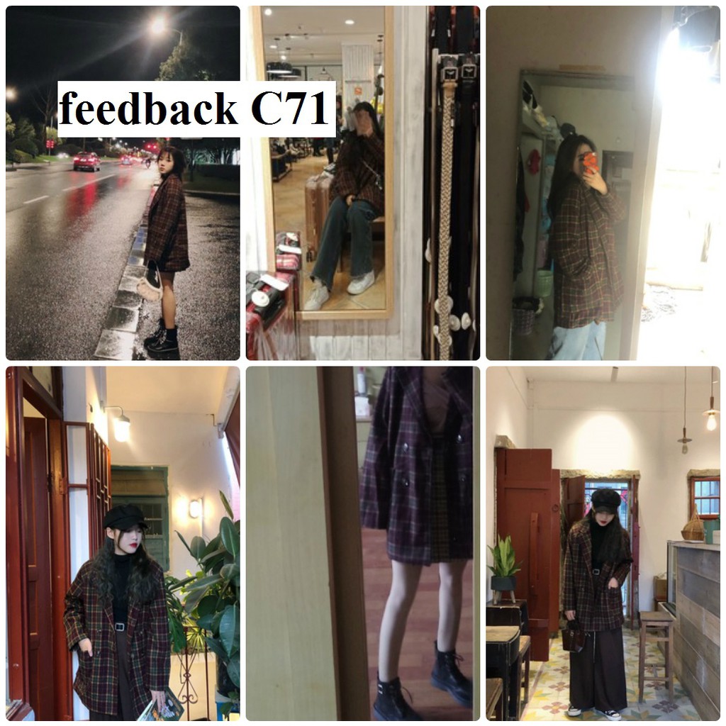 [ORDER]-Áo Blazer Đỏ mận sọc caro (C71) | BigBuy360 - bigbuy360.vn