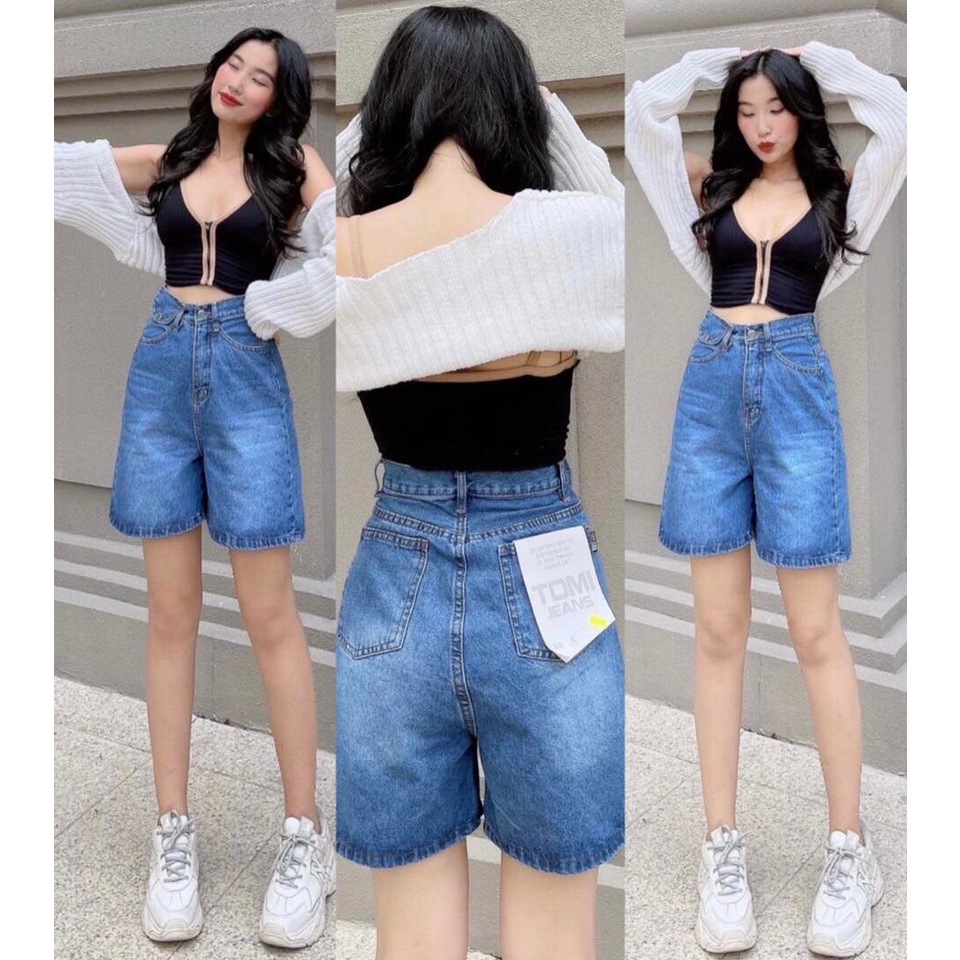 Quần Jeans Ngố Nữ Trơn Cơ Bản, Quần Bò Jean Đùi Ống Rộng Basic, Labibi