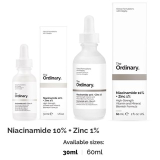Tinh chất Niacinamide 10% + Zinc 1% - The Ordinary hết Mụn, sáng da, Se Khít Lỗ Chân Lông 30ml/60ml