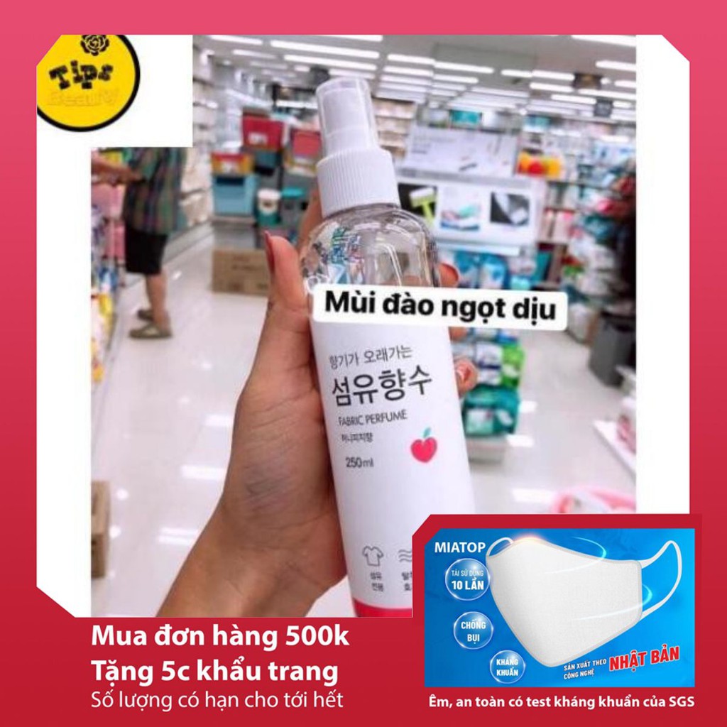 Xịt thơm quần áo Fabric Ferfume 250ml Daiso Nhập khẩu Hàn Quốc Nước hoa cho quần áo lưu hương được 24h/ tipsbeauty