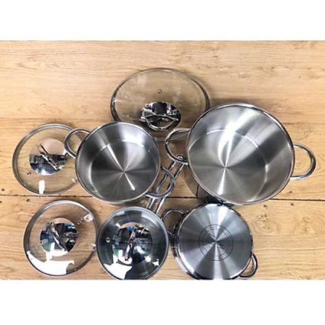 Bộ 4 nồi inox cao cấp 3 lớp đáy liền thân Fivestar FS08Cg plus (Bạc)