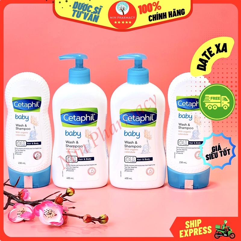 Sữa Tắm Gội Cho Bé chiết xuất hoa cúc Calendula CETAPHIL Baby Wash & Shampoo 2 IN 1 With Organic Calendula - Minpharmacy