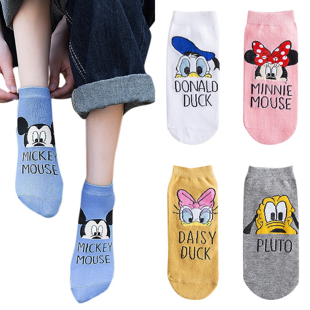 DISNEY DONALD DUCK Vớ Cotton Nữ In Hình Vịt Donald Phong Cách Hàn Quốc