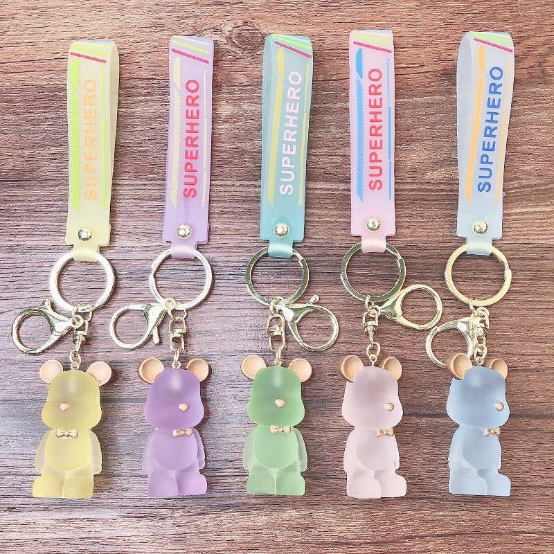 Móc Khoá Gấu Bearbrick Màu Pastel Có Dây Siêu Xinh
