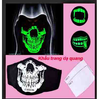 Khẩu Trang Dạ Quang-Khẩu Trang Hoạ Tiết Đầu Lâu Phát Sáng Trong Đêm | BigBuy360 - bigbuy360.vn