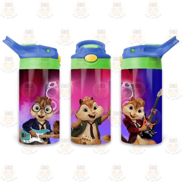 Bình Uống Nước Giữ Nhiệt Cho Bé Có Ống Hút Hình Chipmunk - Tỉ Mỉ Studio - Mã 2608KT01