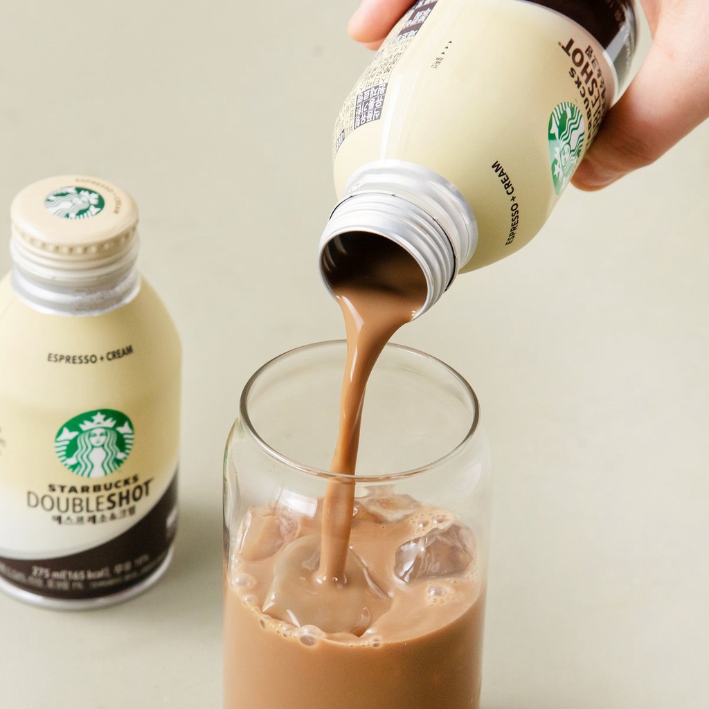 Cà phê sữa đóng chai Starbucks Double Shot Espresso + Cream 275ml - 스타벅스 커피캔 에스프레소&amp;크림 - Hàng nội địa Hàn Quốc