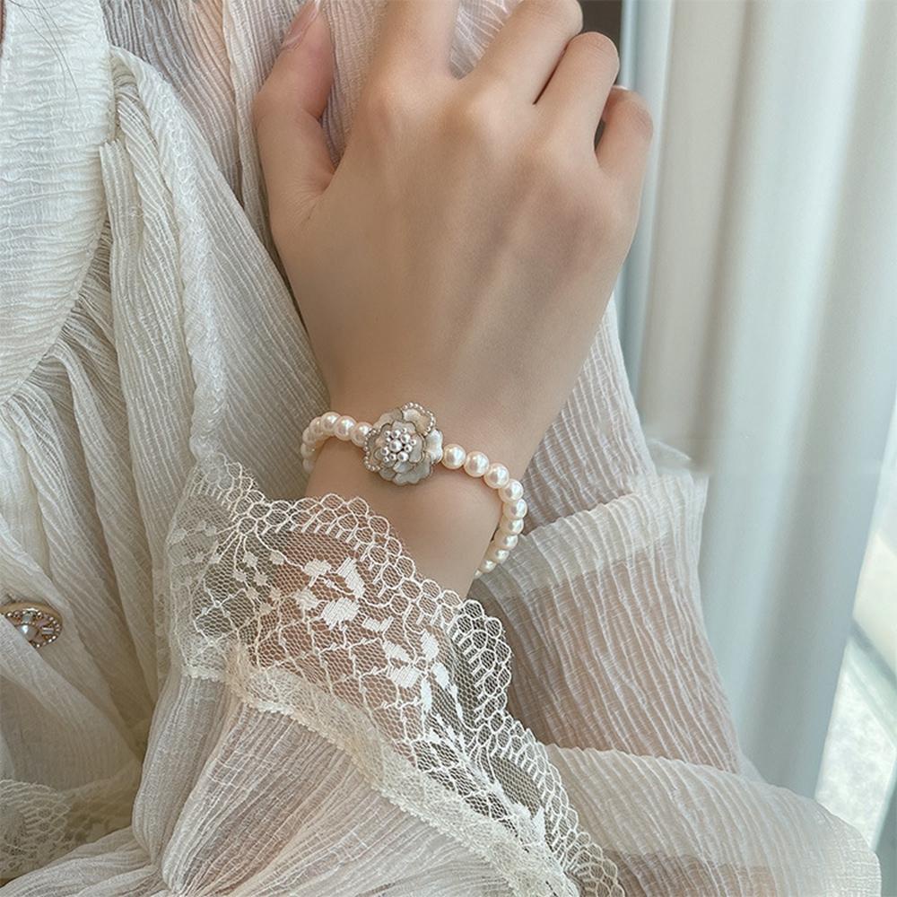CLEOES Vòng Tay Hoa Trà Đen Trắng Phong Cách Hàn Quốc Cho Nữ