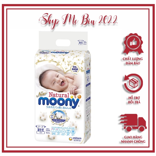 Tả/bỉm Moony, Size S/M/L/XL, 32 đến 63 miếng tuỳ size