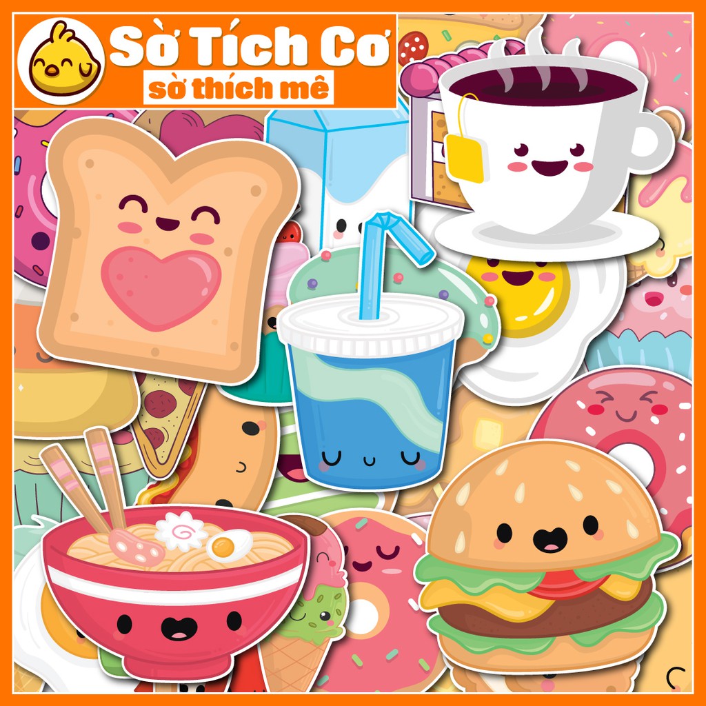 Kawaii Food dán điện thoại, laptop, mũ bảo hiểm, guitar, vali MSP: F01