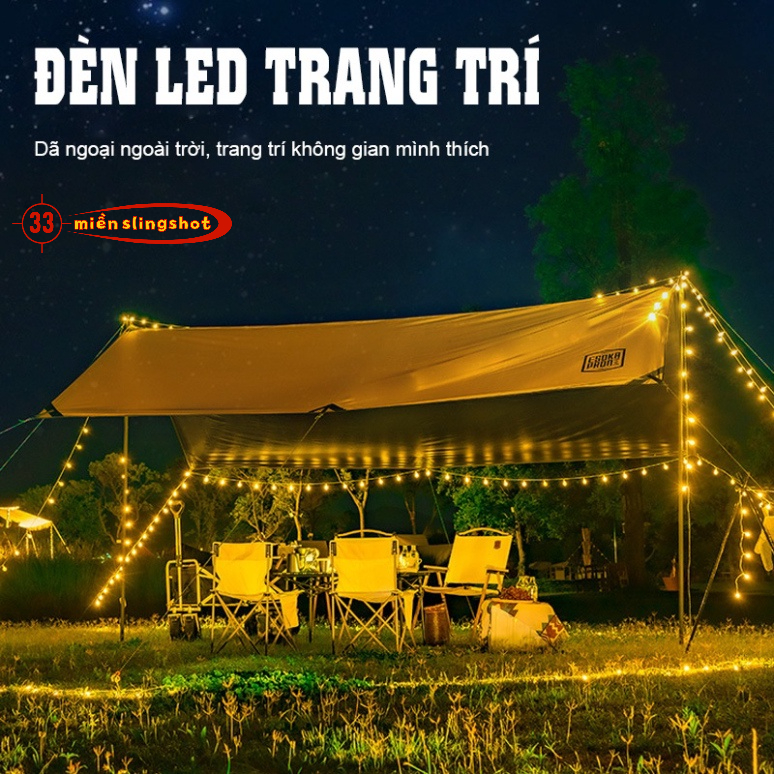 Đèn LED trang trí dây bóng tròn vàng ấm không nháy dùng pin tiện lợi, dùng đi du lịch cắm trại dã ngoại tiện lợi-DCP7