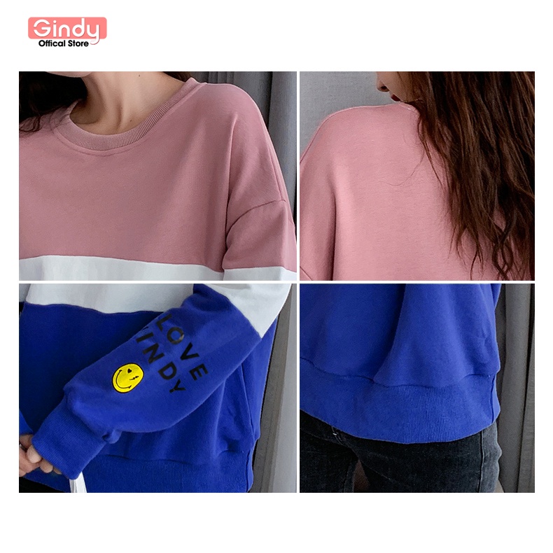 Áo nỉ Sweater Nữ GINDY áo Hoodie Form Rộng Dài Tay Vải Nỉ Da Cá Dày Dặn Phong Cách Ulzzang Thời Trang Thu Đông A9106