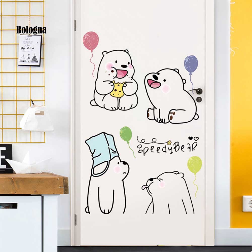 Sticker dán tường họa tiết hình con gấu đáng yêu dùng trong trang trí phòng ngủ