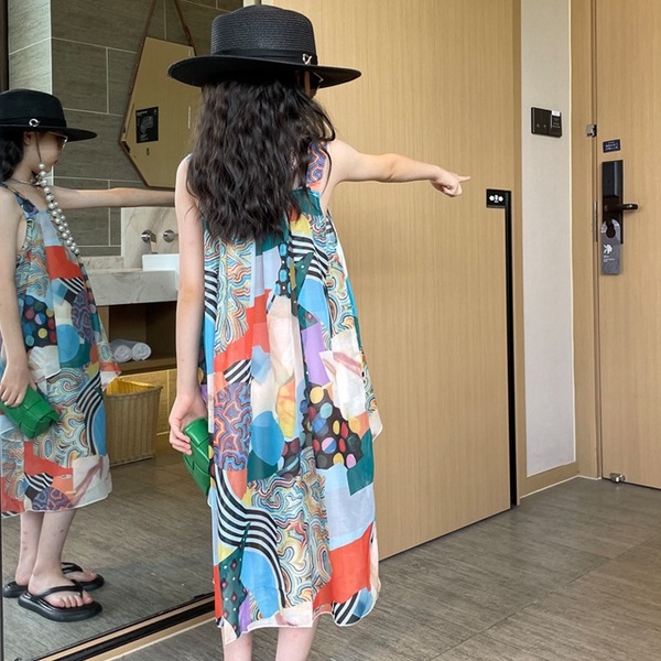 Đầm Voan Dáng Dài Phong Cách Bohemian Thời Trang Mùa Hè Hàng Mới Dành Cho Bé Gái