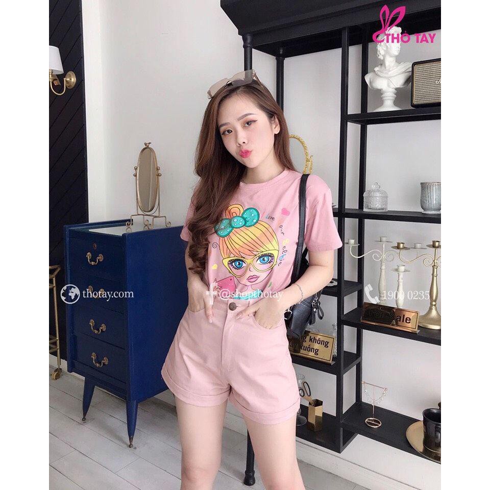 🌟 Quần sọt kaki lật lai màu hồng kute Hàn Quốc mới đủ size SML 15Q19B1