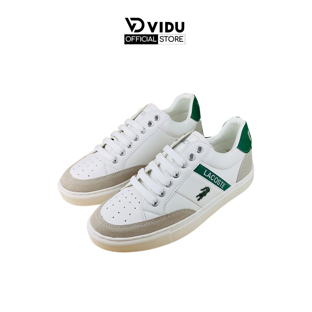 Giày nam Lacoste ViDu 21156 màu trắng 3 màu gót cá sấu nam kiểu dáng thể thao đế bằn, dễ kết hợp đồ, full box hàng xịn