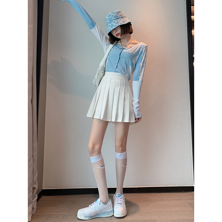 Chân váy ngắn dáng chữ A NRVP lưng cao màu sắc xinh xắn phong cách Hàn Quốc