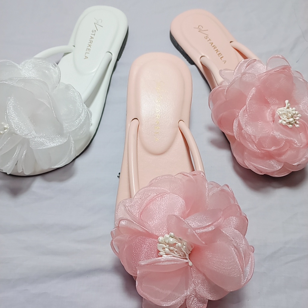 Dép nữ đế bệt kiểu kẹp xỏ ngón quai ống đính hoa mẫu mới xinh xắn phong cách tiểu thư sang chảnh mã DKOB MINHTUYETSHOES