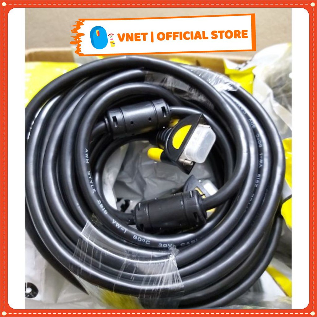 Dây cáp VGA 10M 15M 20M 30M Arigato Tím 3+9 Đen 3+6 hàng xịn chống nhiễu cao cấp ARIGATO