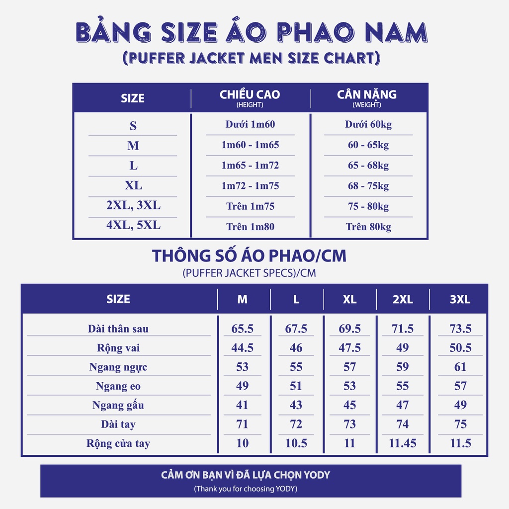 Áo khoác phao nam YODY siêu nhẹ, siêu bền Ultra Soft PHM5001