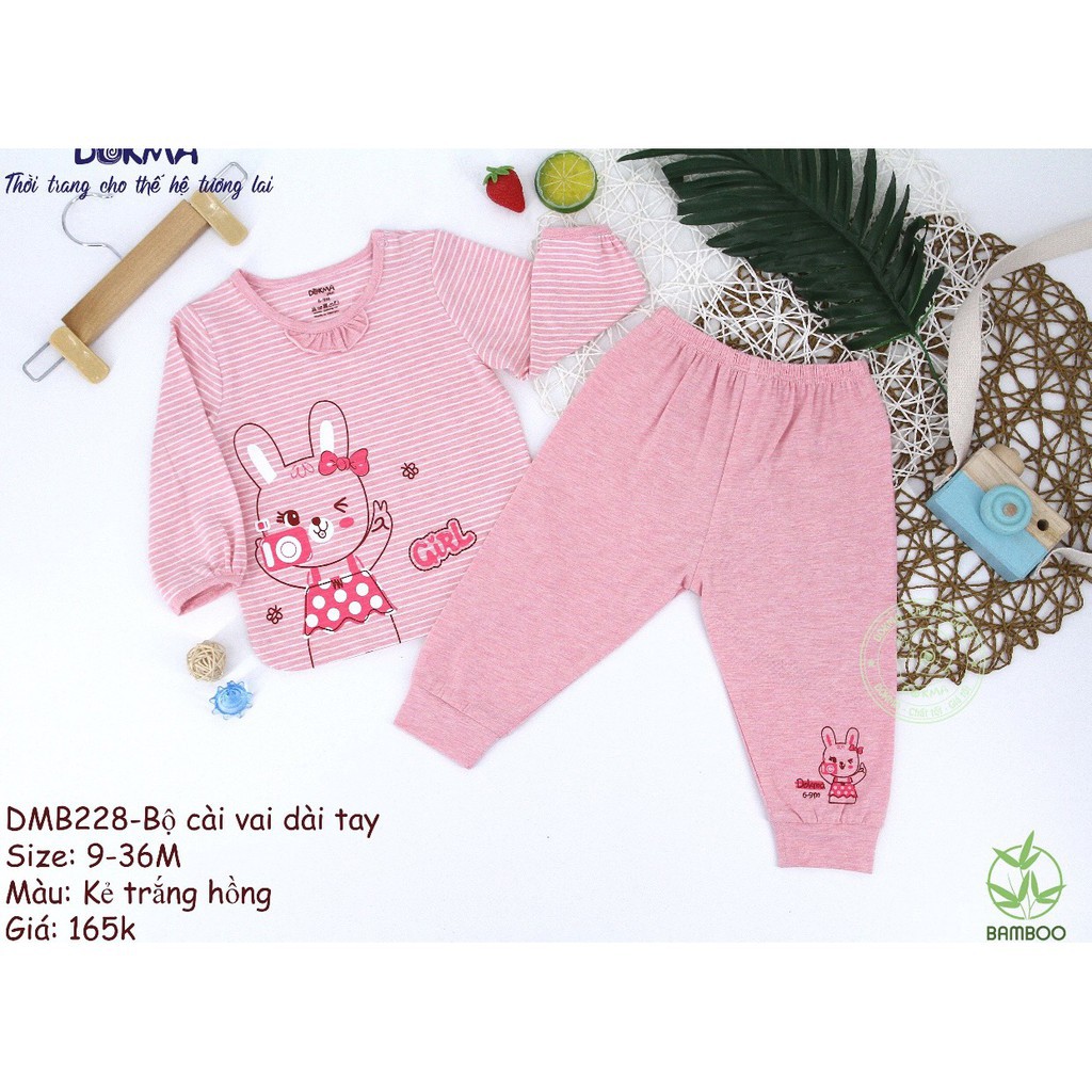 Dokma - Bộ cài vai tay dài bamboo mỏng (9-36m) DMB228
