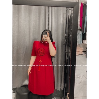 ÁO DÀI CÁCH TÂN THÊU CHỮ [ TNT SHOP BIGSIZE 60KG 90KG ]