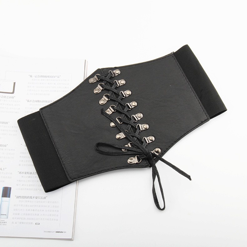 Corset bản to thắt dây phối nút cài kim loại CORSET NỊT BỤNG ullzang 12cm