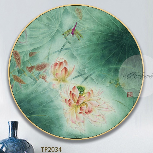 Hoa Sen Cực Đẹp - Tranh Canvas - Tranh Tròn Hoa Sen
