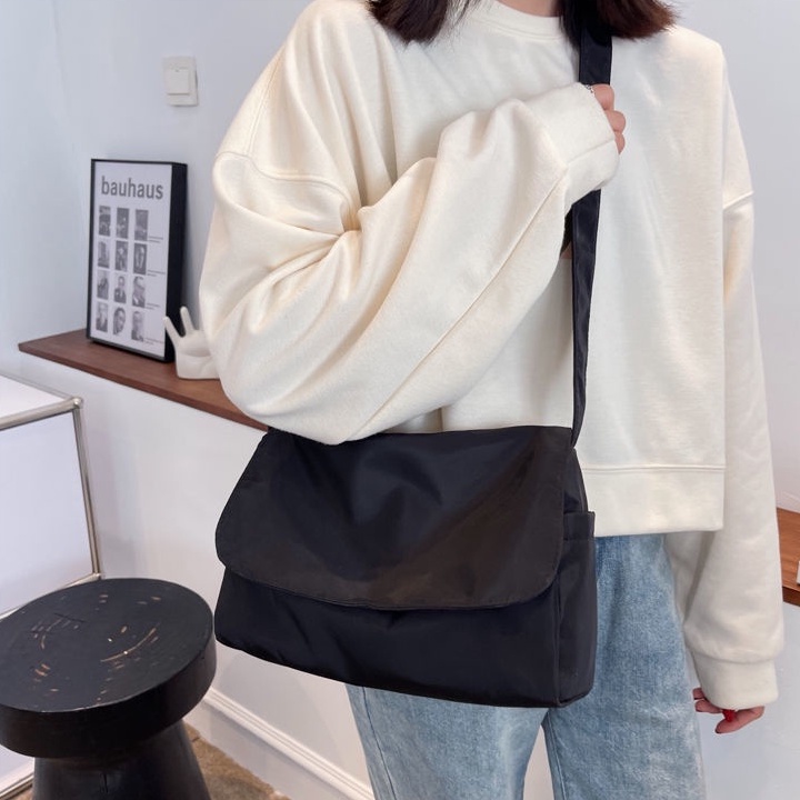 Túi Đeo Vai Vải Canvas Màu Trơn Cỡ Lớn Phong Cách Mới 2022 Cho Nữ