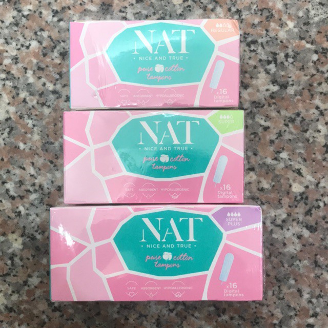 Tampons hữu cơ NAT không cần đẩy x 16 miếng/hộp