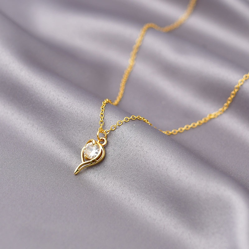 XiaoboACC Dây Chuyền Khối Zircon Họa Tiết Bướm / Vương Miện / Trái Tim / Rỗng Thời Trang Hàn Quốc Dễ Thương