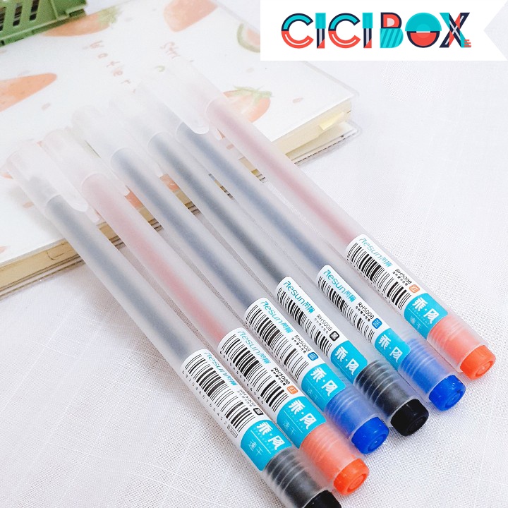 Bút gel basic RESUN nhiều màu, Bút bi nước văn phòng mực gel tiện lợi CICIBOX