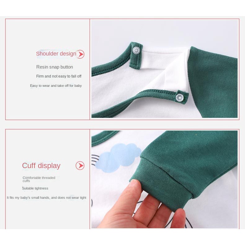 Bộ áo liền quần cotton dài tay có in hình vịt Donald hoạt hình cho bé trai và bé gái sơ sinh