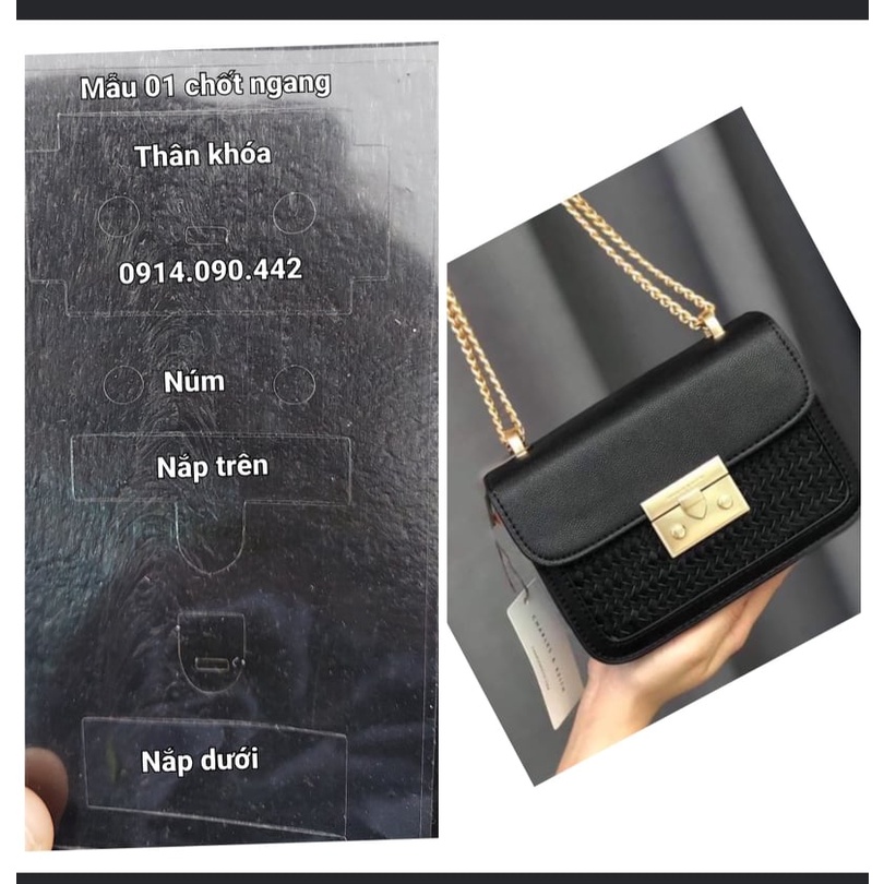 Miếng dán khóa túi CnK mẫu 1 chốt ngang