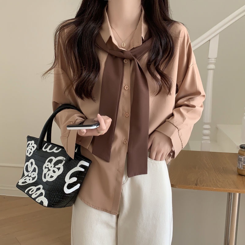 Áo Sơ Mi Giả Hai Lớp Thời Trang Mùa Thu Phong Cách Hàn Quốc