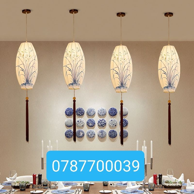 Lồng đèn Hội An treo trần 40cm vẽ tay