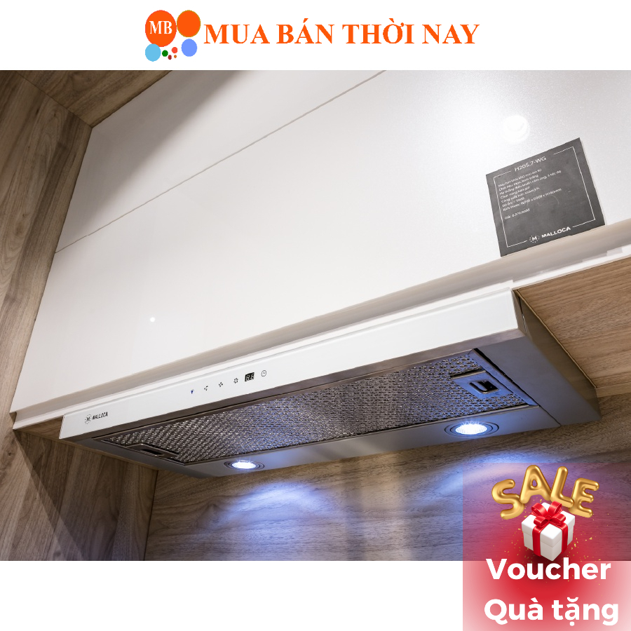 Máy hút mùi âm tủ Malloca H205.7 G  H205.7 WG , máy hút khói khử mùi gắn tủ, điều khiển cảm ứng