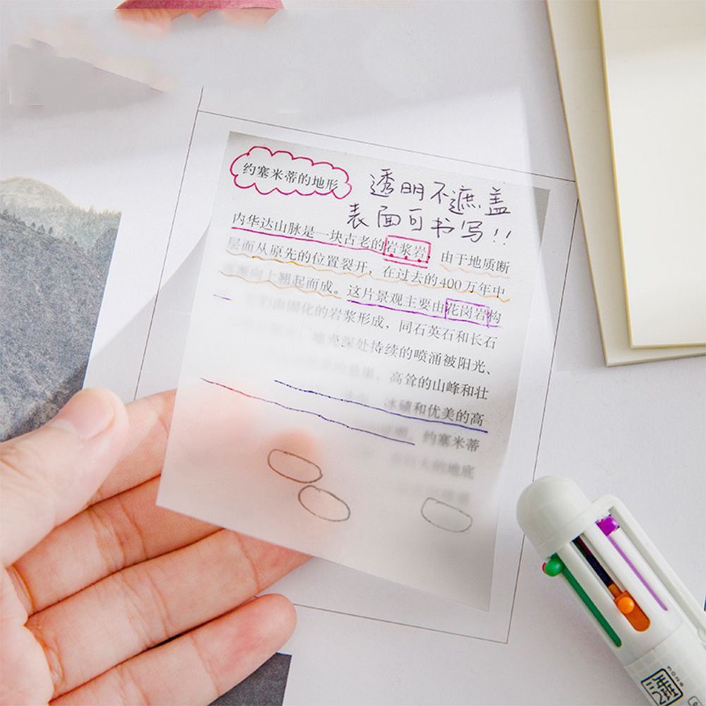 Set 50 tờ giấy ghi chú trong suốt chống thấm nước tiện lợi