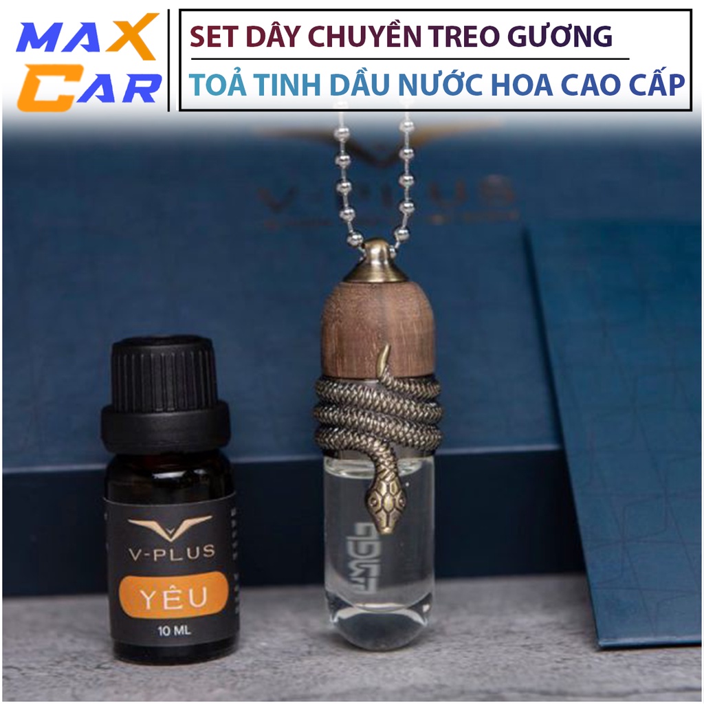 Set dây chuyền treo gương toả tinh dầu nước hoa cao cấp, diffuser khử mùi xe hơi