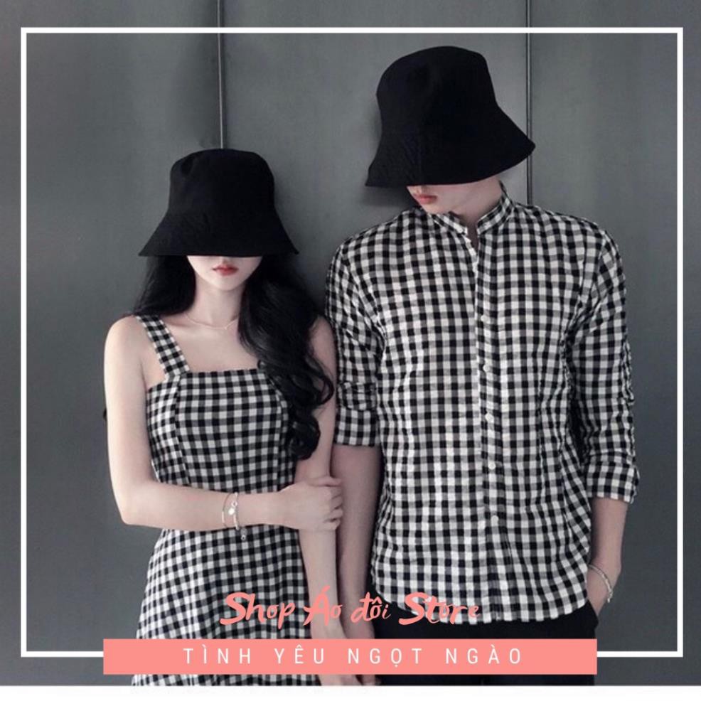 Bộ áo váy sơ mi cặp cao cấp, đồ đôi nam nữ  dễ thương, chất đẹp để chụp hình cưới, đi du lịch