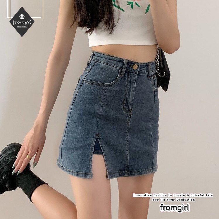 Chân váy jean lưng cao thời trang mùa xuân quyến rũ 2021