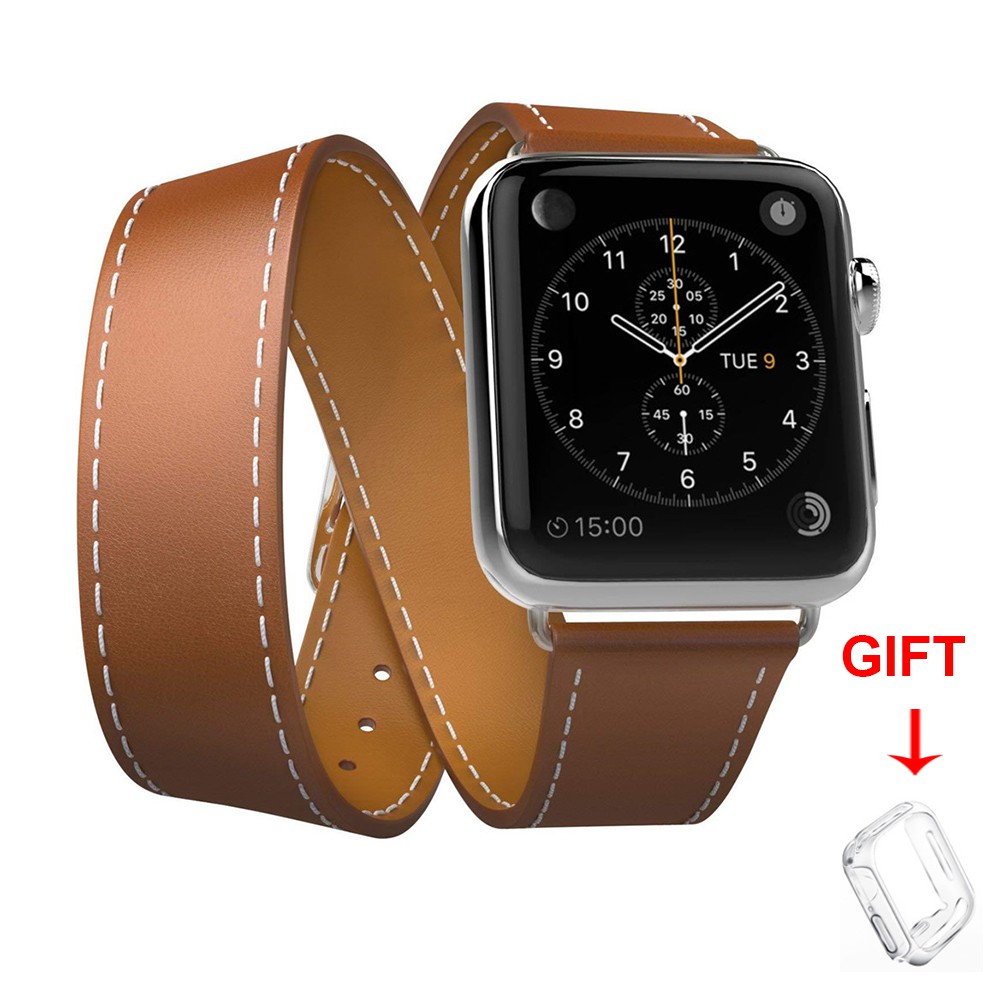 Dây Đeo Da Cho Đồng Hồ Thông Minh Apple Watch Dòng 6 / 5 / 4 / 3 / 2 / 1 / Se 38mm 40mm 42mm 44mm