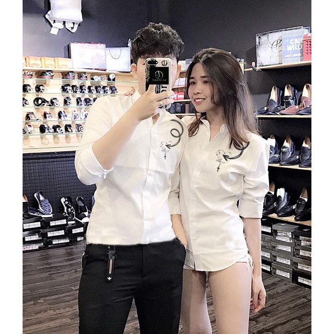 Áo Sơ Mi Cặp Đôi Họa Tiết Cao Cấp | Áo Đôi Nam Nữ Đẹp cao cấp