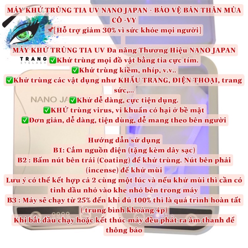 MÁY KHỬ TRÙNG KIỀM, NHÍP NỐI MI TIA UV Đa năng khử điện thoại,chìa khoá,...