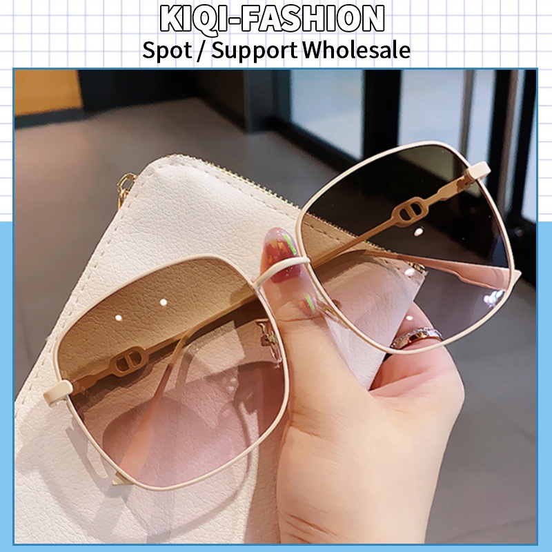 (KIQI-FASHION) COD Kính Mát Vuông Gọng Kim Loại Chống Tia UV Uv400 Hàng Mới Nhập Khẩu Chất Lượng Cao Dành Cho Bạn Nữ