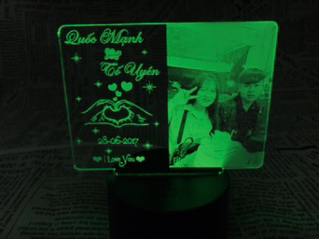 Đèn ngủ led 3d Khung chữ nhật khắc hình ảnh quà tặng theo yêu cầu