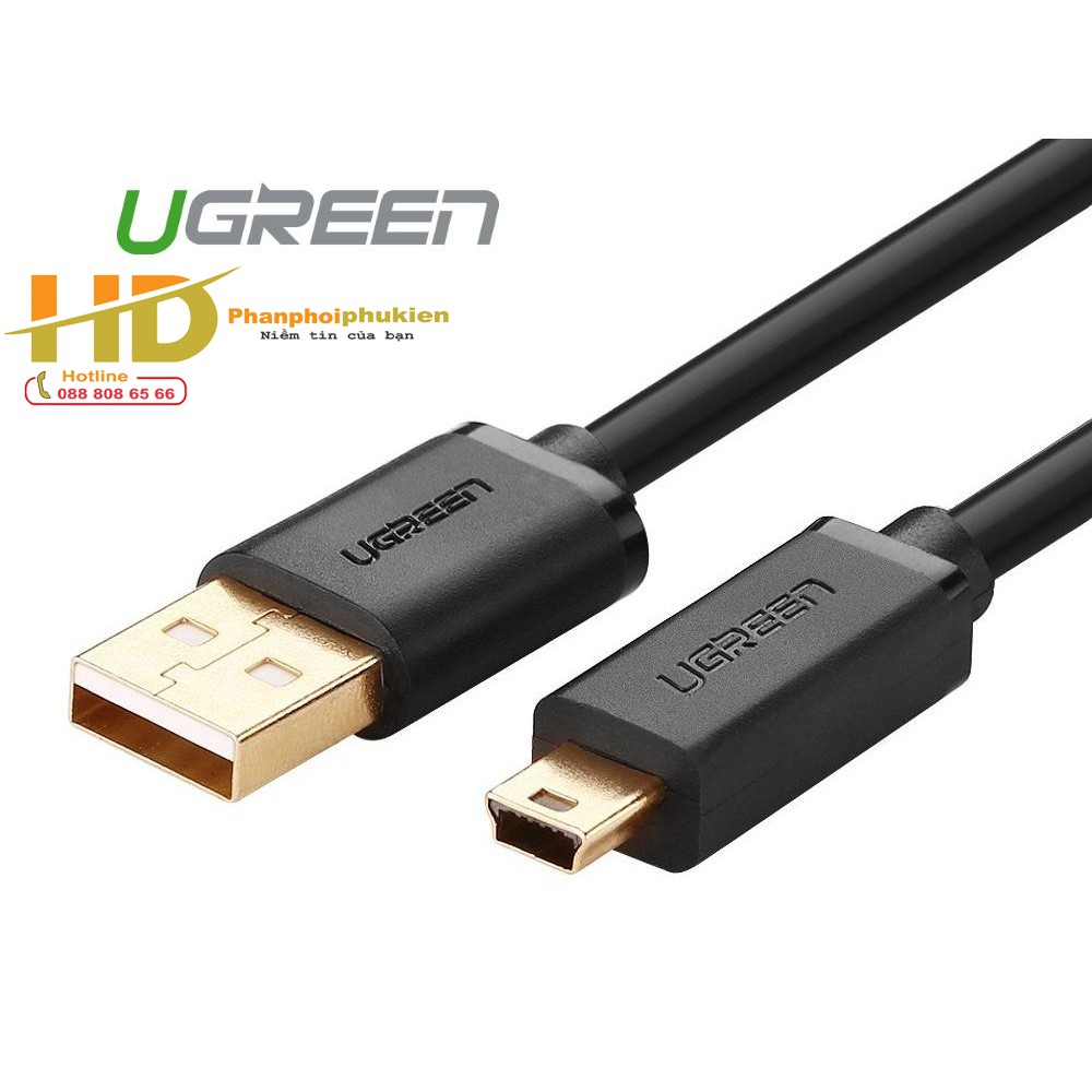 Cáp USB 2.0 to USB Mini 3m mạ vàng Chính hãng Ugreen 10386 UG-10386 | BigBuy360 - bigbuy360.vn