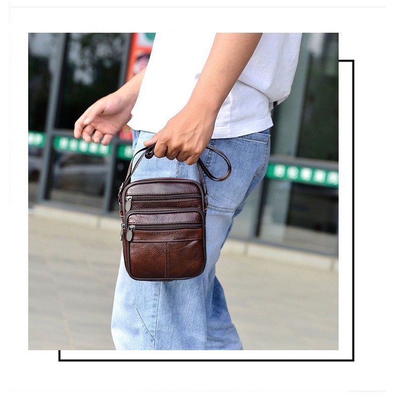 Túi đeo chéo nam da bò T05-3 2 size bảo hành 12 tháng  DIENMAYPICO