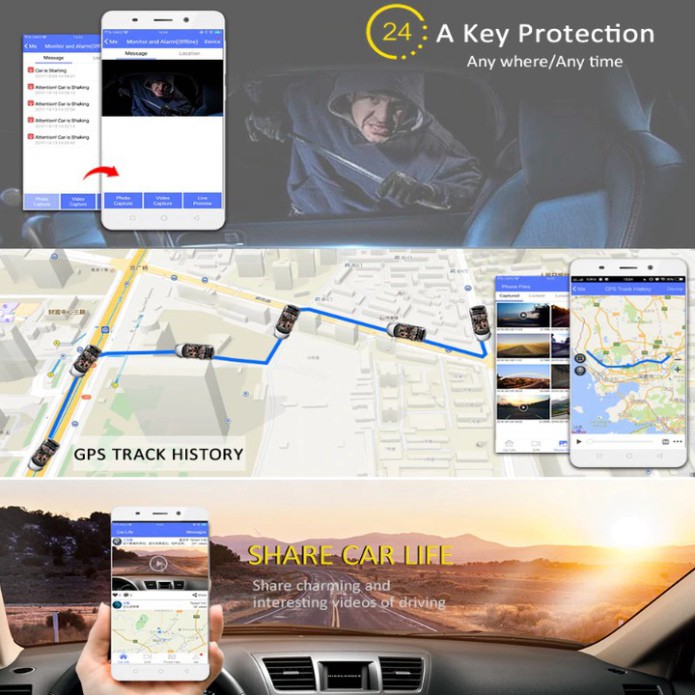 Sản Phẩm Camera hành trình đặt taplo xe hơi, ô tô cao cấp WHEXUNE K600 tích hợp 4 camera, Android Wifi GPS, cảnh báo ADA